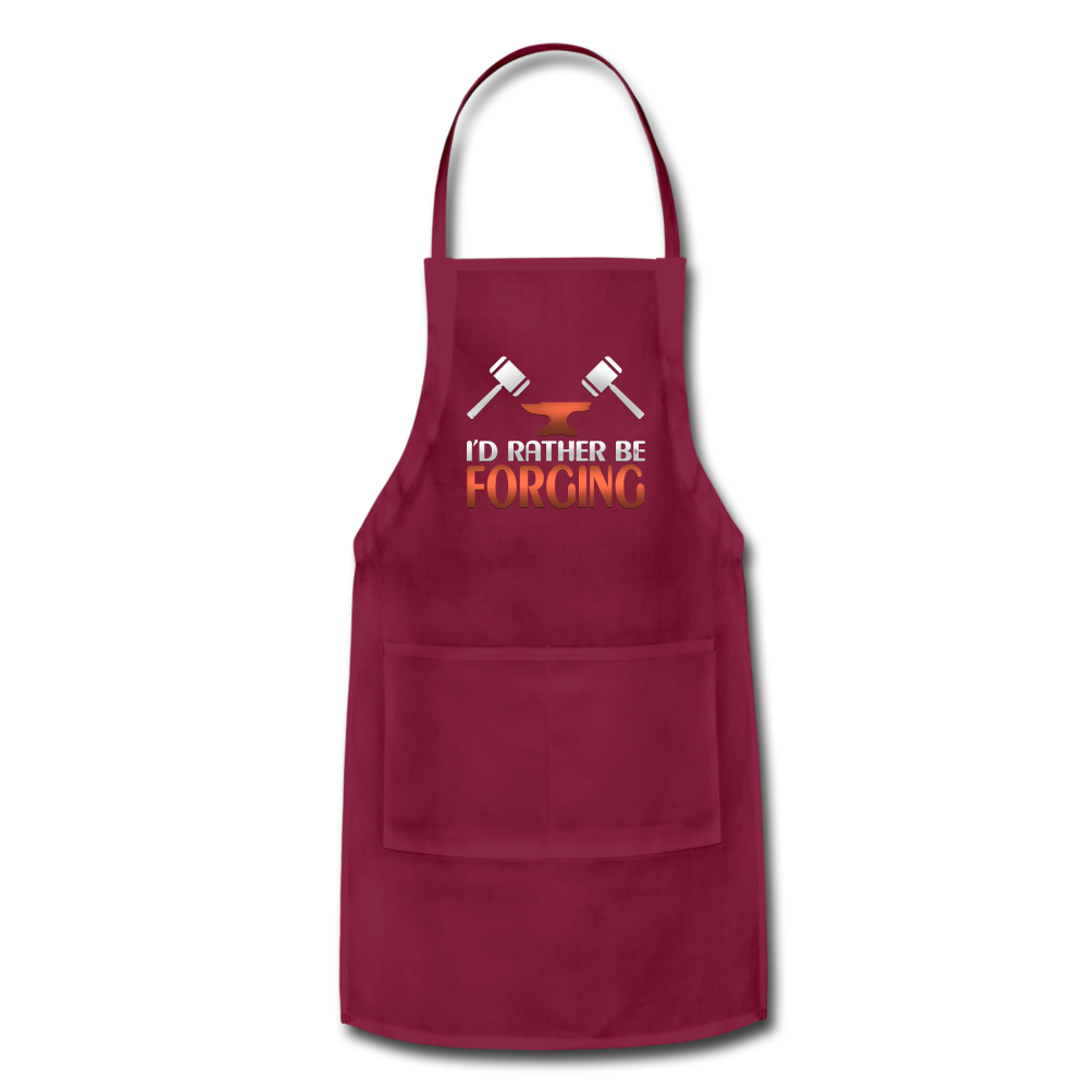 I'd Rather Be Forging Blacksmith Forge Hammer Adjustable Apron - burgundy