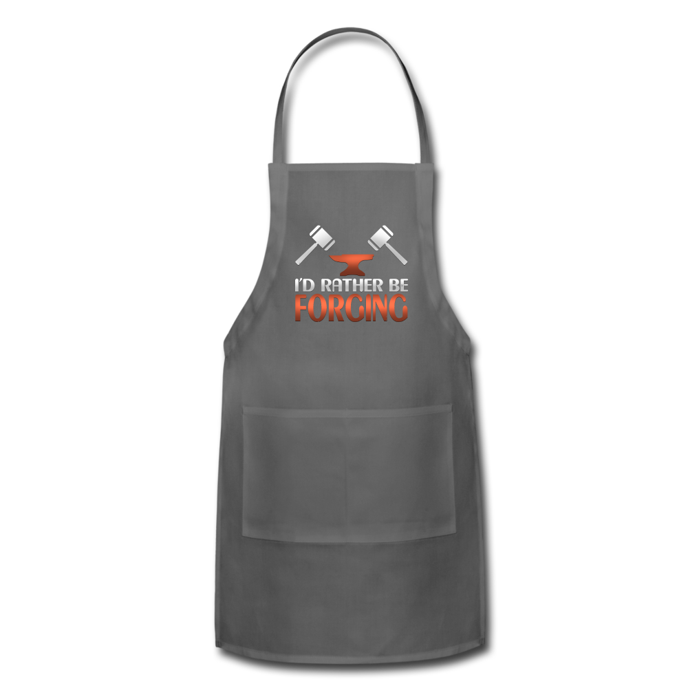 I'd Rather Be Forging Blacksmith Forge Hammer Adjustable Apron - charcoal