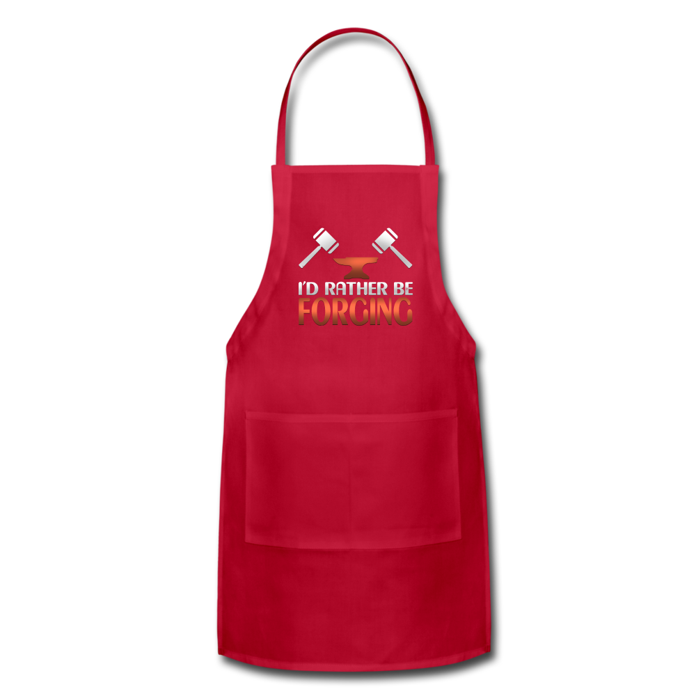 I'd Rather Be Forging Blacksmith Forge Hammer Adjustable Apron - red