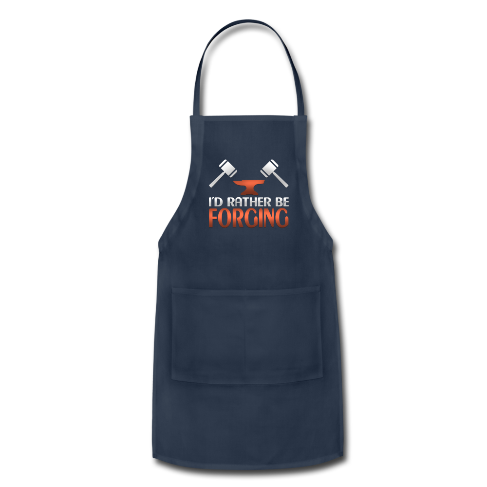 I'd Rather Be Forging Blacksmith Forge Hammer Adjustable Apron - navy