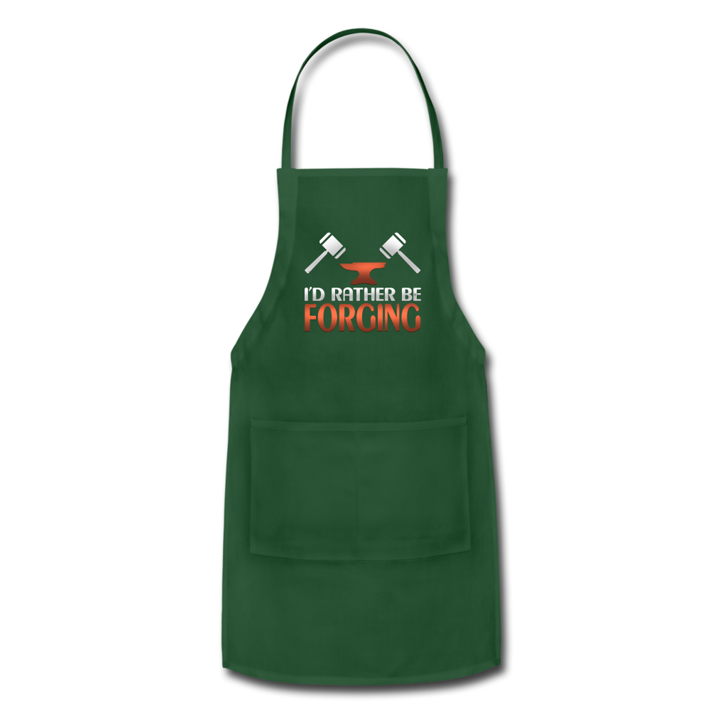 I'd Rather Be Forging Blacksmith Forge Hammer Adjustable Apron - forest green