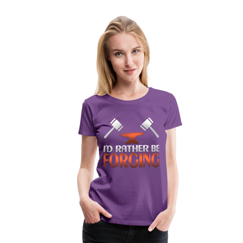 I'd Rather Be Forging Blacksmith Forge Hammer Women’s Premium T-Shirt - purple