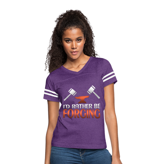 I'd Rather Be Forging Blacksmith Forge Hammer Women’s Vintage Sport T-Shirt - vintage purple/white