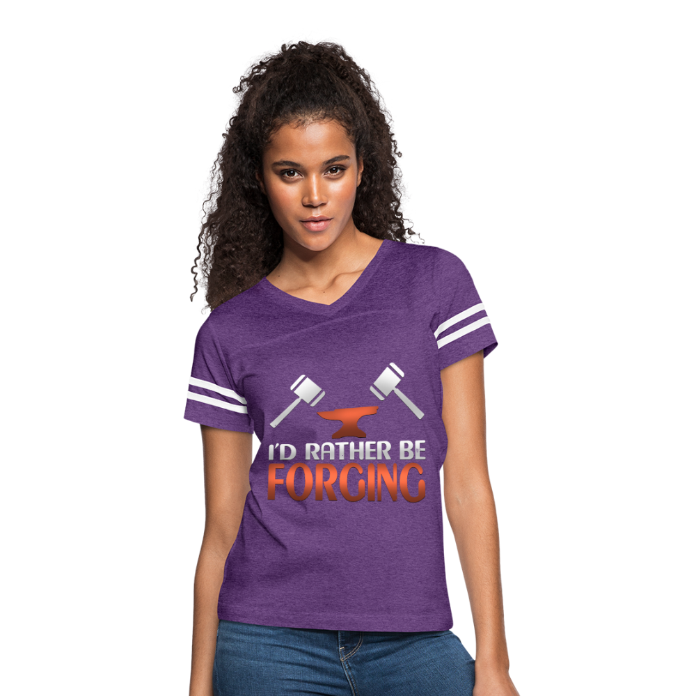 I'd Rather Be Forging Blacksmith Forge Hammer Women’s Vintage Sport T-Shirt - vintage purple/white