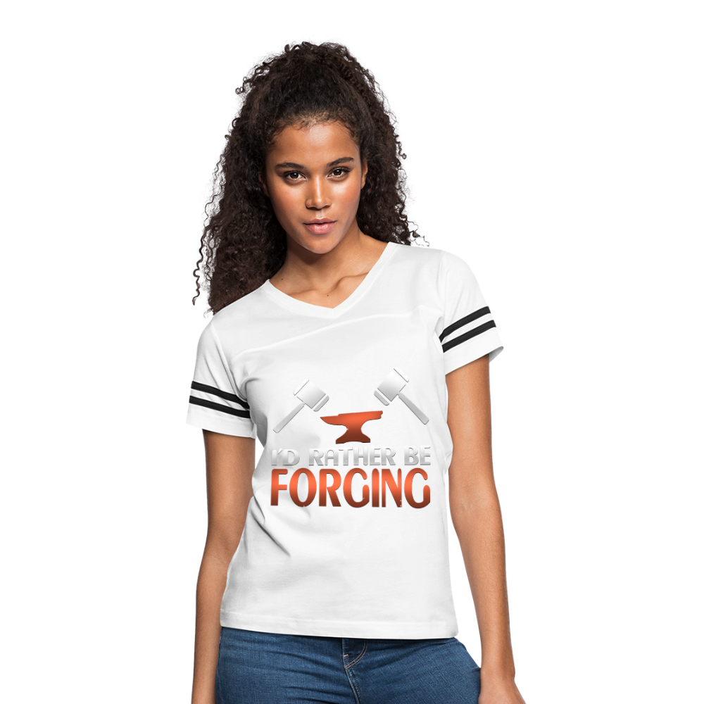 I'd Rather Be Forging Blacksmith Forge Hammer Women’s Vintage Sport T-Shirt - white/black