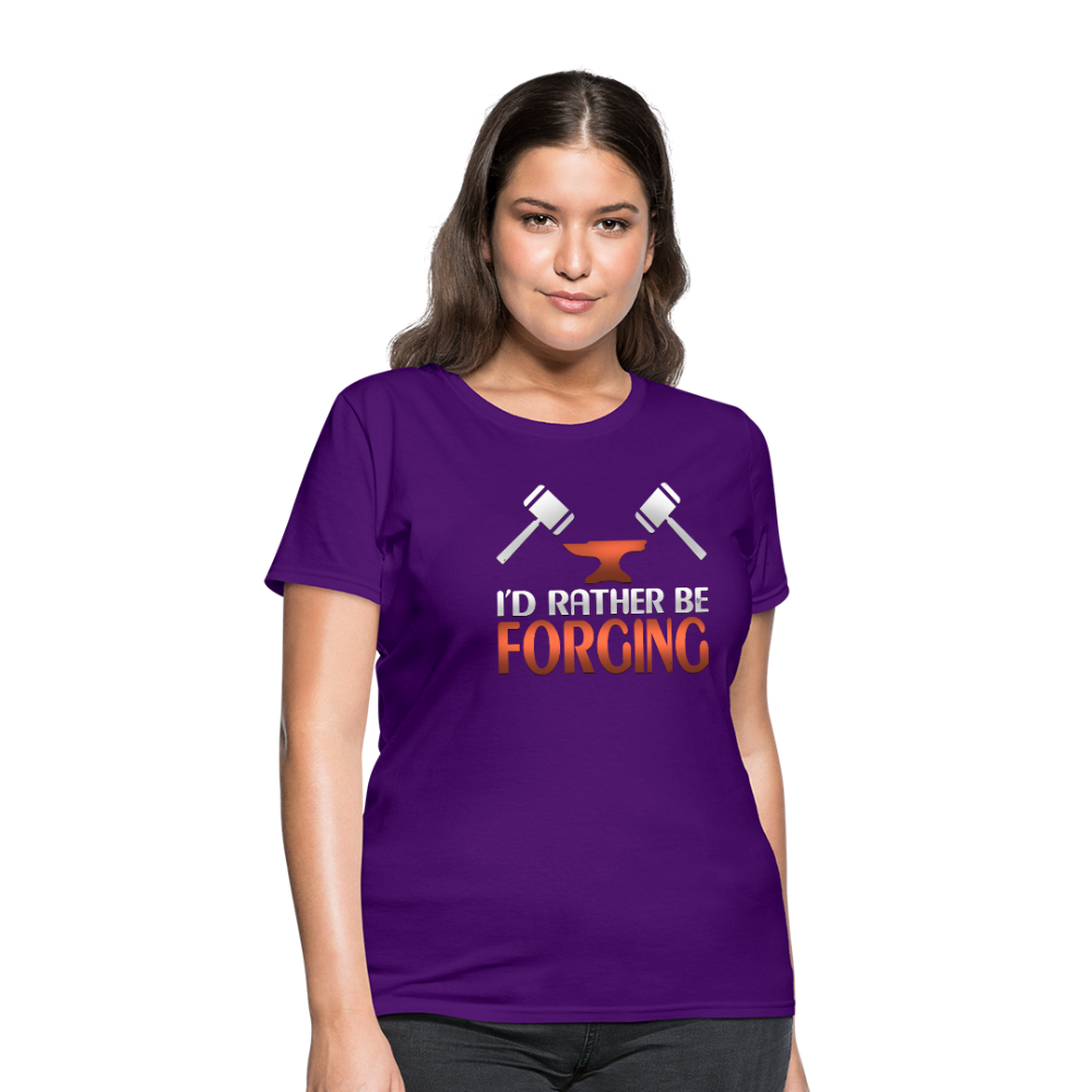 I'd Rather Be Forging Blacksmith Forge Hammer Women's T-Shirt - purple