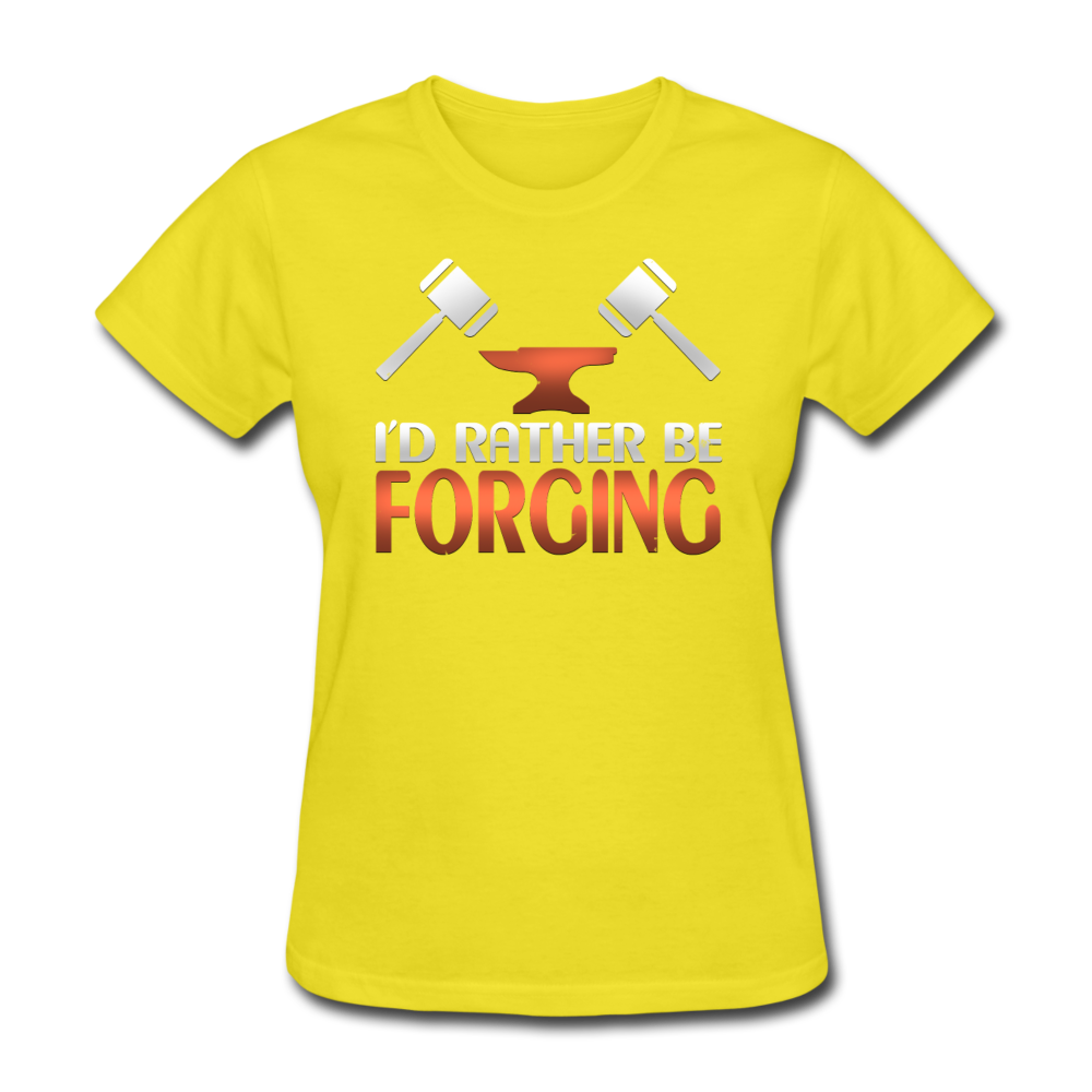 I'd Rather Be Forging Blacksmith Forge Hammer Women's T-Shirt - yellow