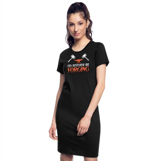 I'd Rather Be Forging Blacksmith Forge Hammer Women's T-Shirt Dress - black