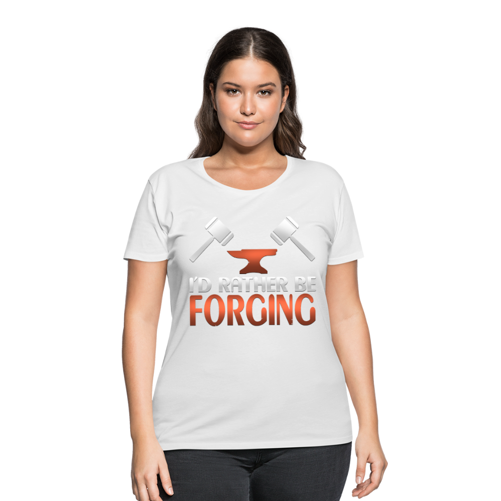 I'd Rather Be Forging Blacksmith Forge Hammer Women’s Curvy T-Shirt - white