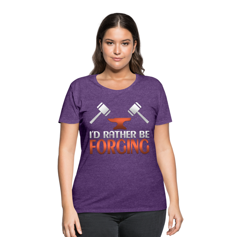 I'd Rather Be Forging Blacksmith Forge Hammer Women’s Curvy T-Shirt - heather purple