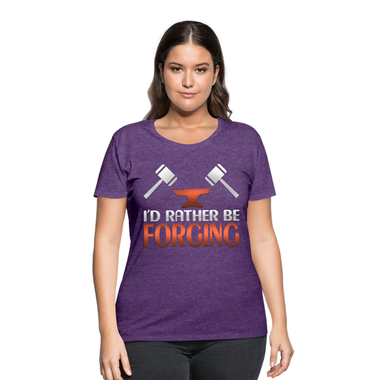 I'd Rather Be Forging Blacksmith Forge Hammer Women’s Curvy T-Shirt - heather purple