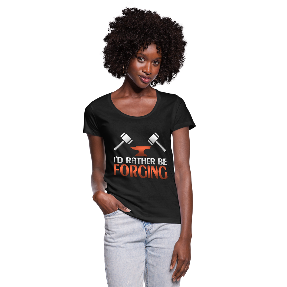 I'd Rather Be Forging Blacksmith Forge Hammer Women's Scoop Neck T-Shirt - black