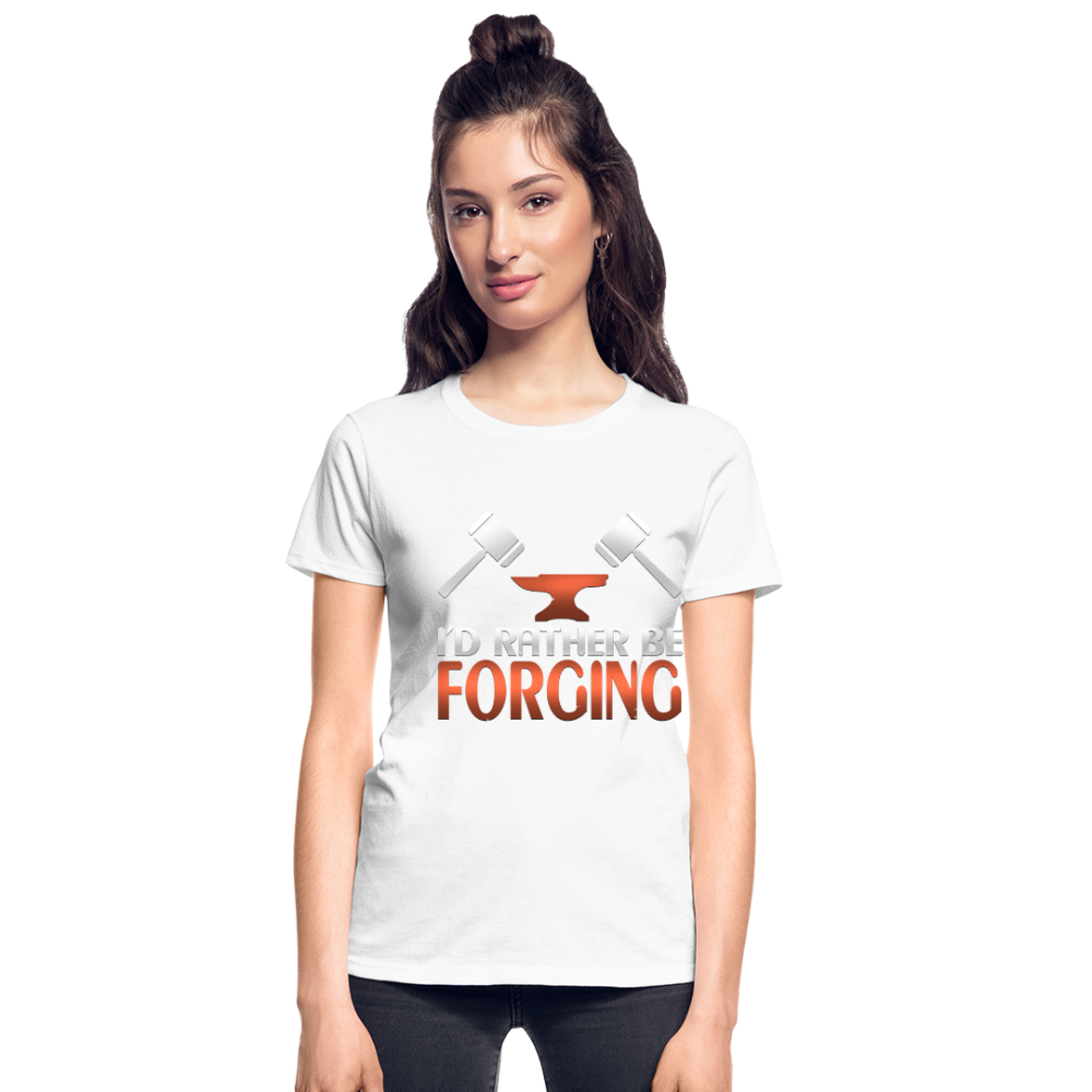 I'd Rather Be Forging Blacksmith Forge Hammer Gildan Ultra Cotton Ladies T-Shirt - white