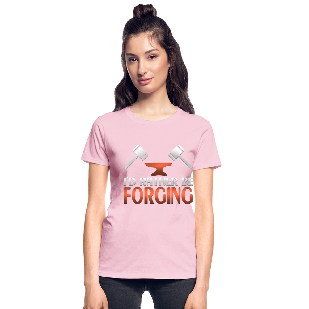 I'd Rather Be Forging Blacksmith Forge Hammer Gildan Ultra Cotton Ladies T-Shirt - light pink