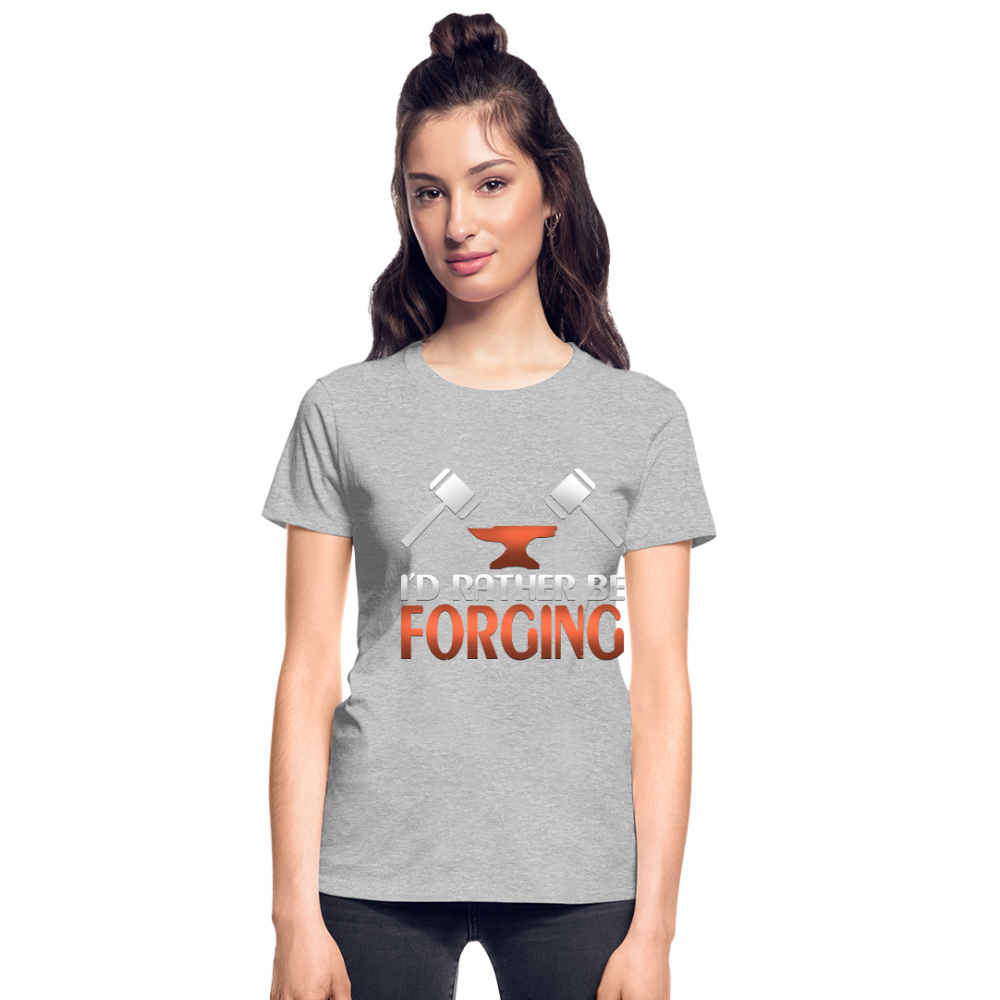 I'd Rather Be Forging Blacksmith Forge Hammer Gildan Ultra Cotton Ladies T-Shirt - heather gray