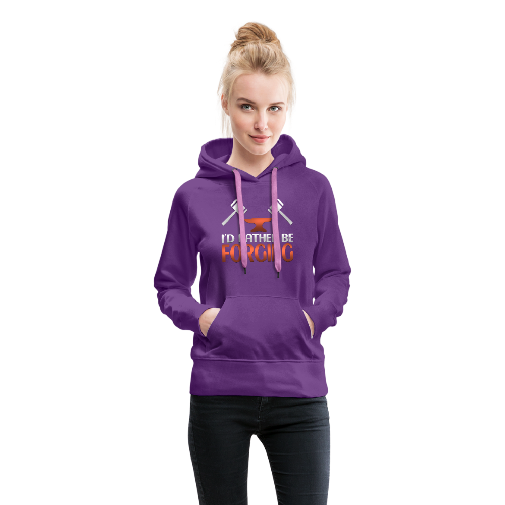 I'd Rather Be Forging Blacksmith Forge Hammer Women’s Premium Hoodie - purple