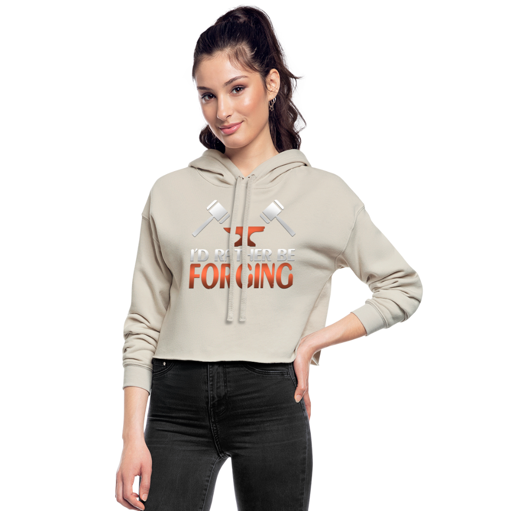 I'd Rather Be Forging Blacksmith Forge Hammer Women's Cropped Hoodie - dust