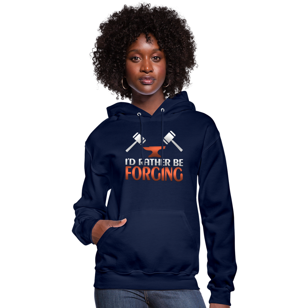 I'd Rather Be Forging Blacksmith Forge Hammer Women's Hoodie - navy