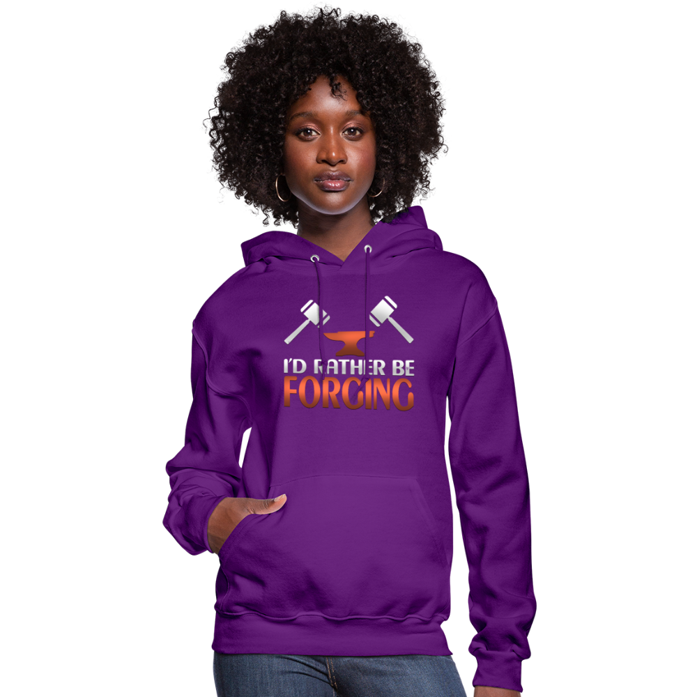 I'd Rather Be Forging Blacksmith Forge Hammer Women's Hoodie - purple