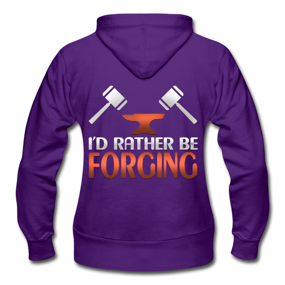 I'd Rather Be Forging Blacksmith Forge Hammer Gildan Heavy Blend Women's Zip Hoodie - purple