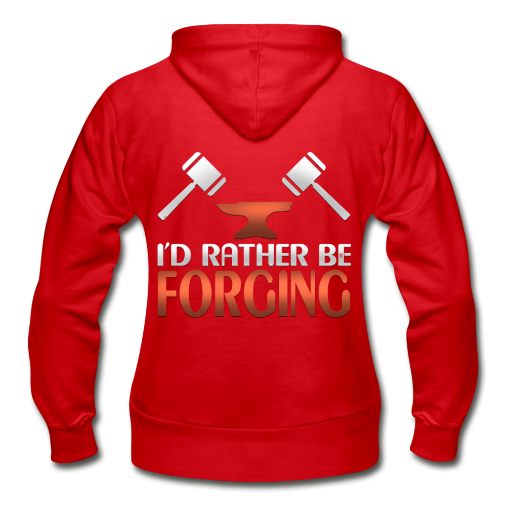 I'd Rather Be Forging Blacksmith Forge Hammer Gildan Heavy Blend Women's Zip Hoodie - red