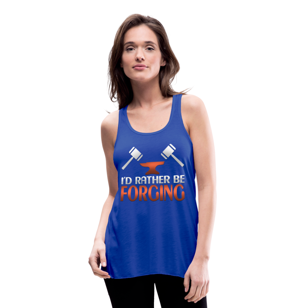 I'd Rather Be Forging Blacksmith Forge Hammer Women's Flowy Tank Top by Bella - royal blue