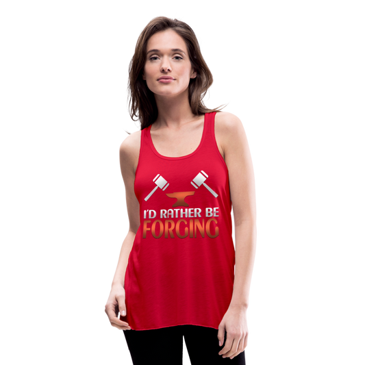 I'd Rather Be Forging Blacksmith Forge Hammer Women's Flowy Tank Top by Bella - red