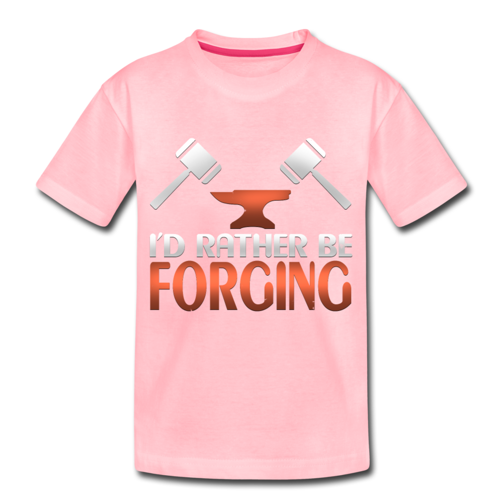 I'd Rather Be Forging Blacksmith Forge Hammer Kids' Premium T-Shirt - pink