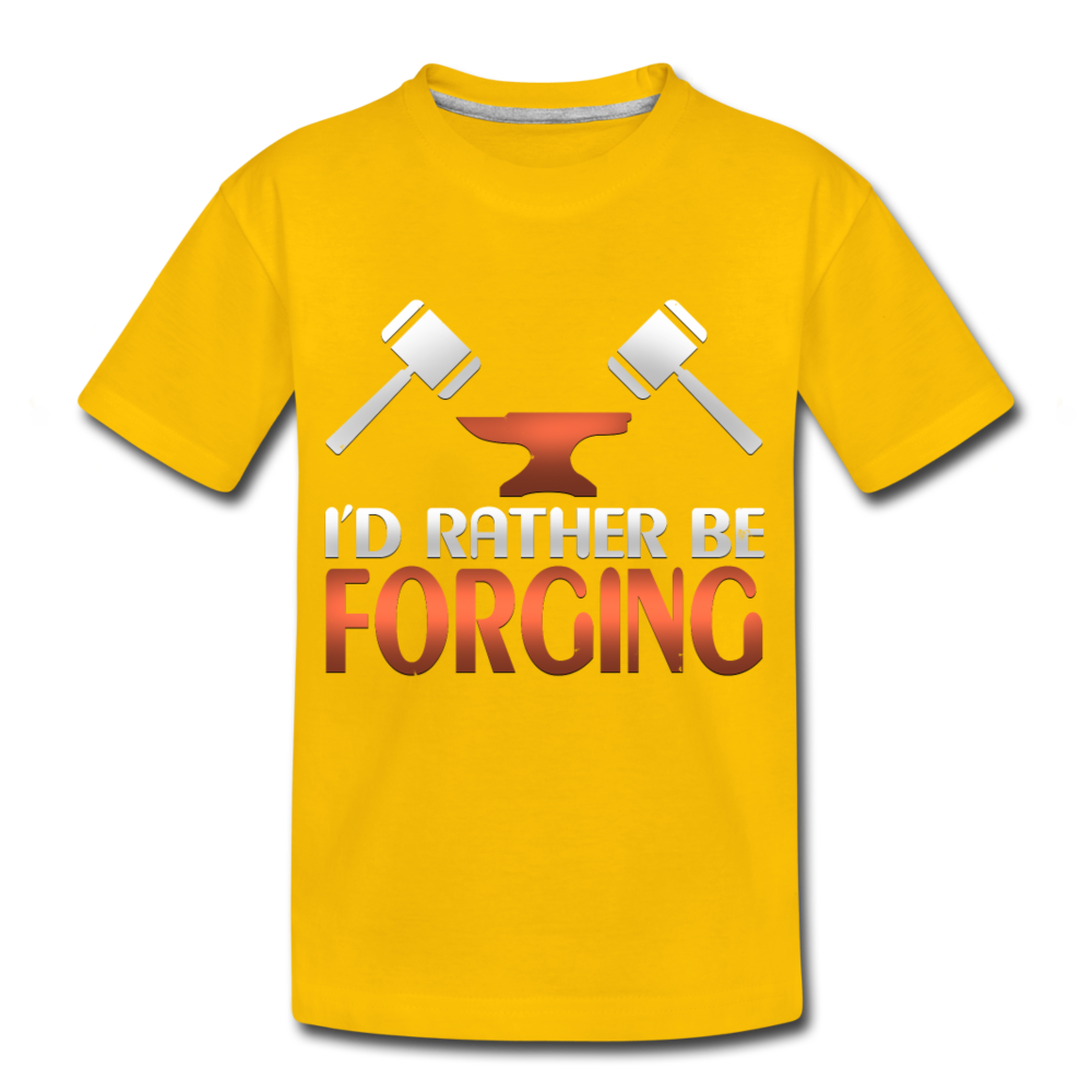 I'd Rather Be Forging Blacksmith Forge Hammer Kids' Premium T-Shirt - sun yellow