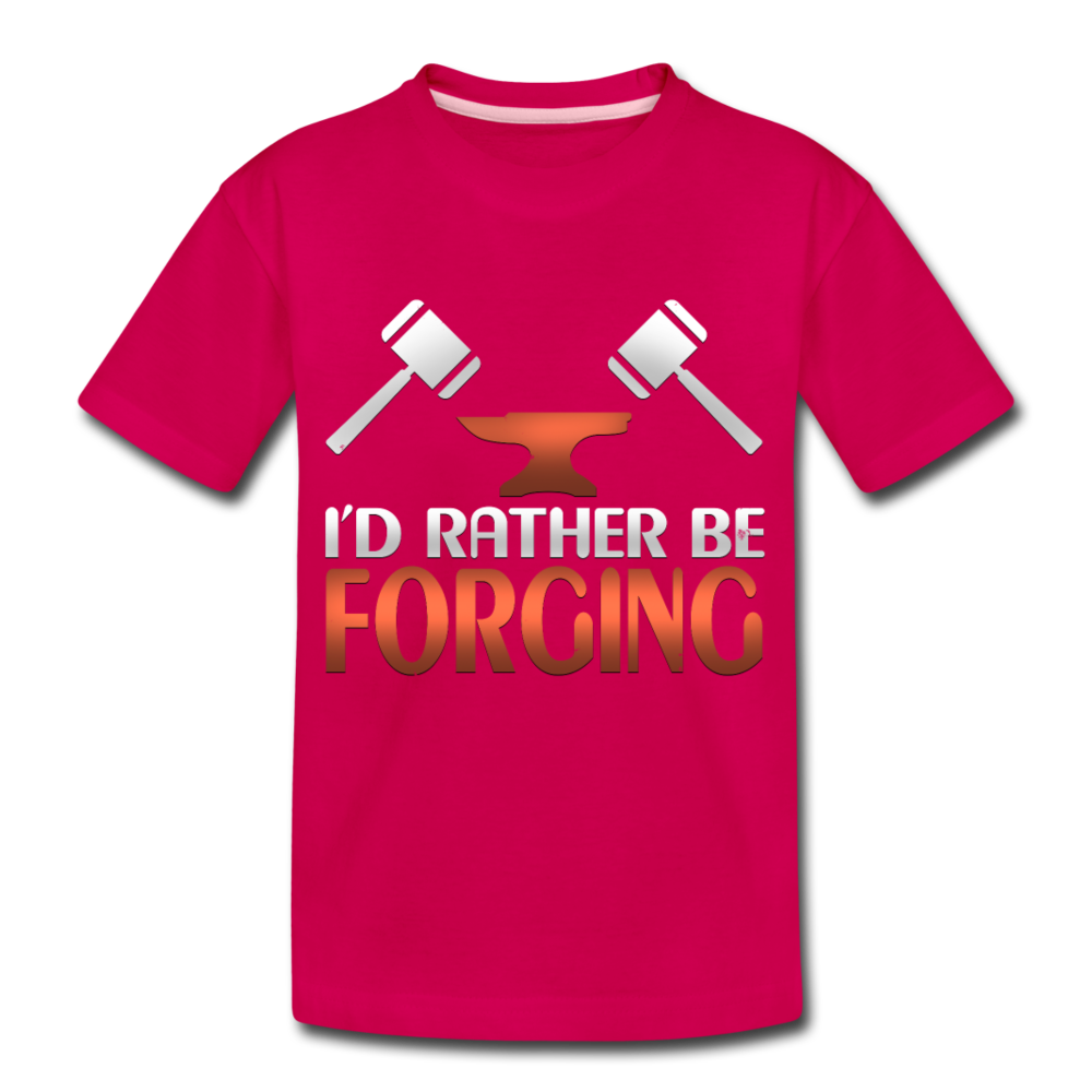 I'd Rather Be Forging Blacksmith Forge Hammer Kids' Premium T-Shirt - dark pink