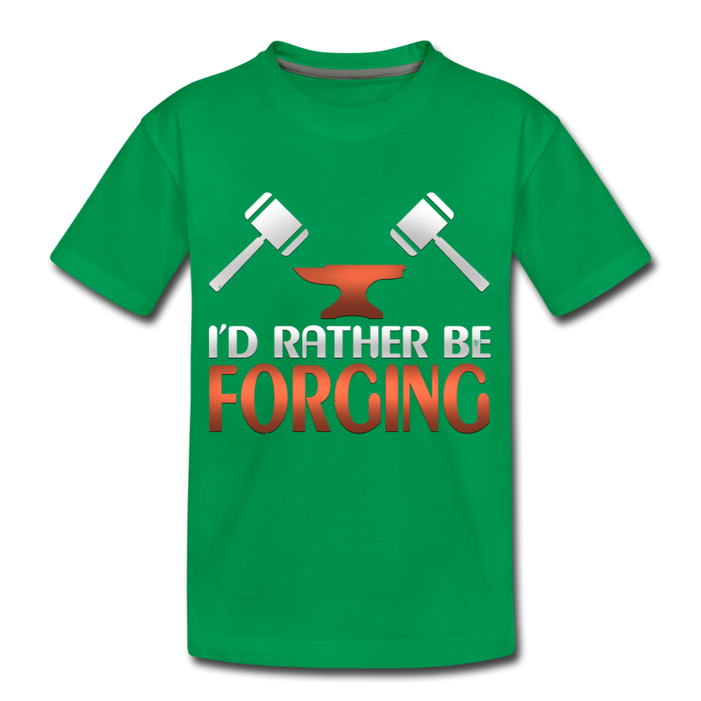 I'd Rather Be Forging Blacksmith Forge Hammer Kids' Premium T-Shirt - kelly green