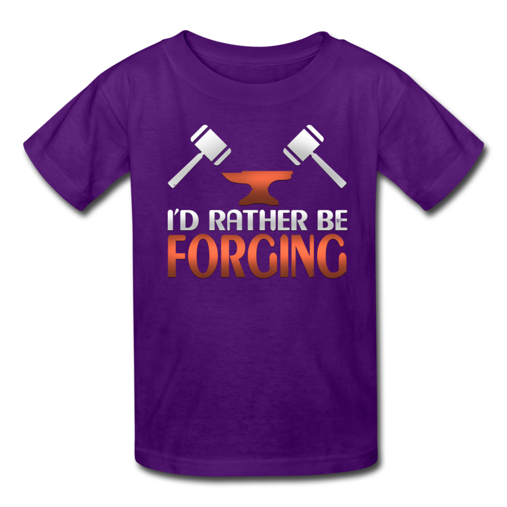 I'd Rather Be Forging Blacksmith Forge Hammer Kids' T-Shirt - purple