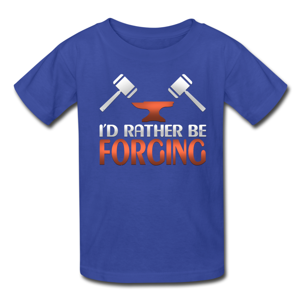 I'd Rather Be Forging Blacksmith Forge Hammer Kids' T-Shirt - royal blue