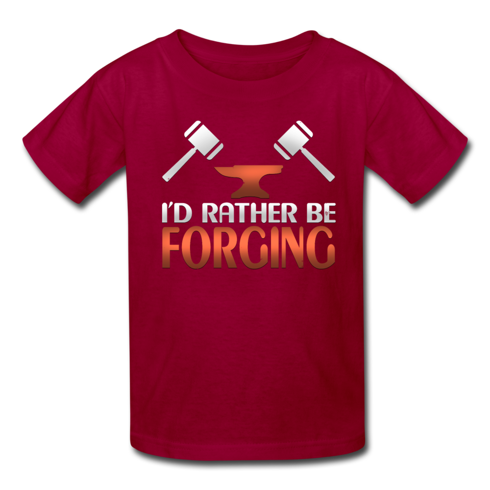 I'd Rather Be Forging Blacksmith Forge Hammer Kids' T-Shirt - dark red