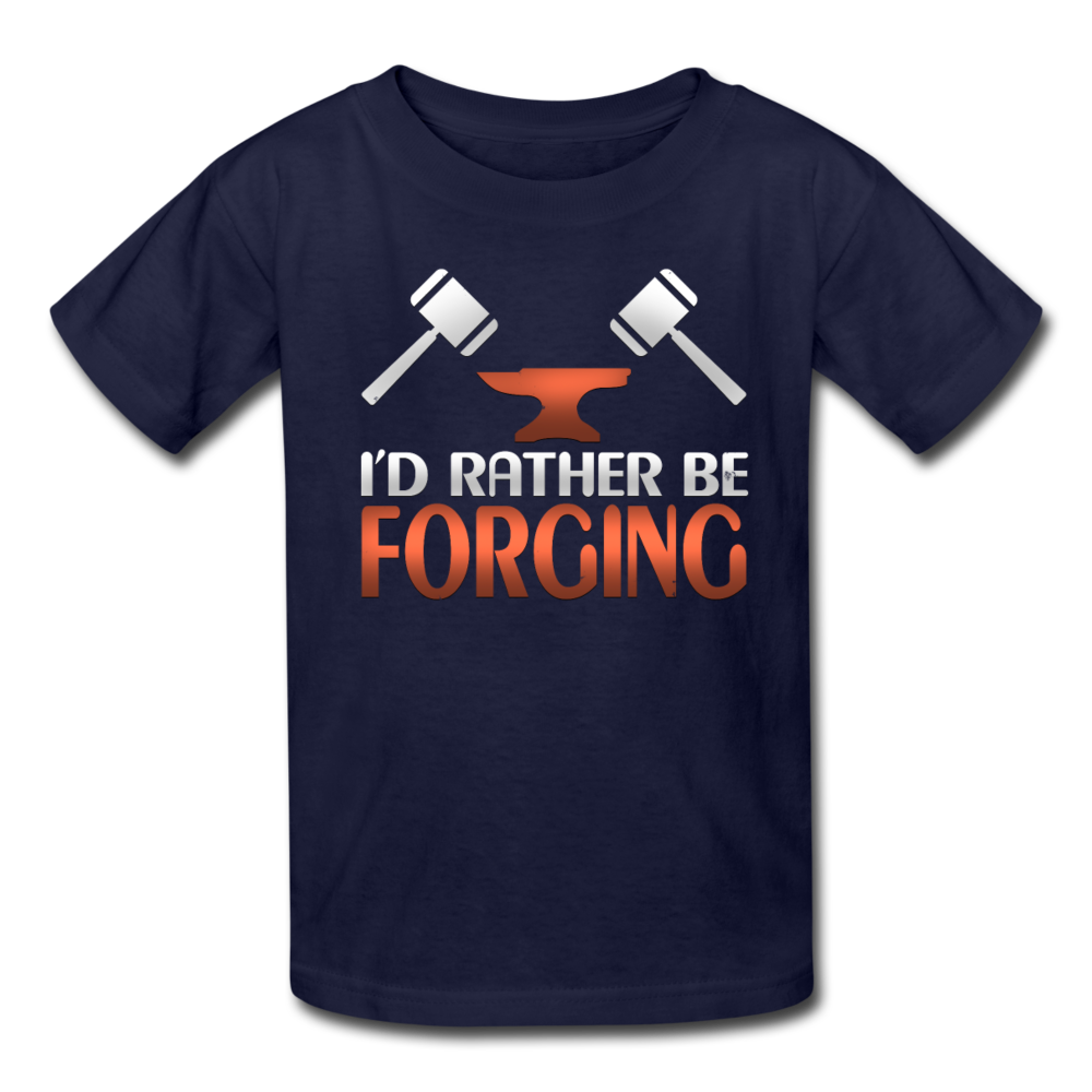 I'd Rather Be Forging Blacksmith Forge Hammer Kids' T-Shirt - navy