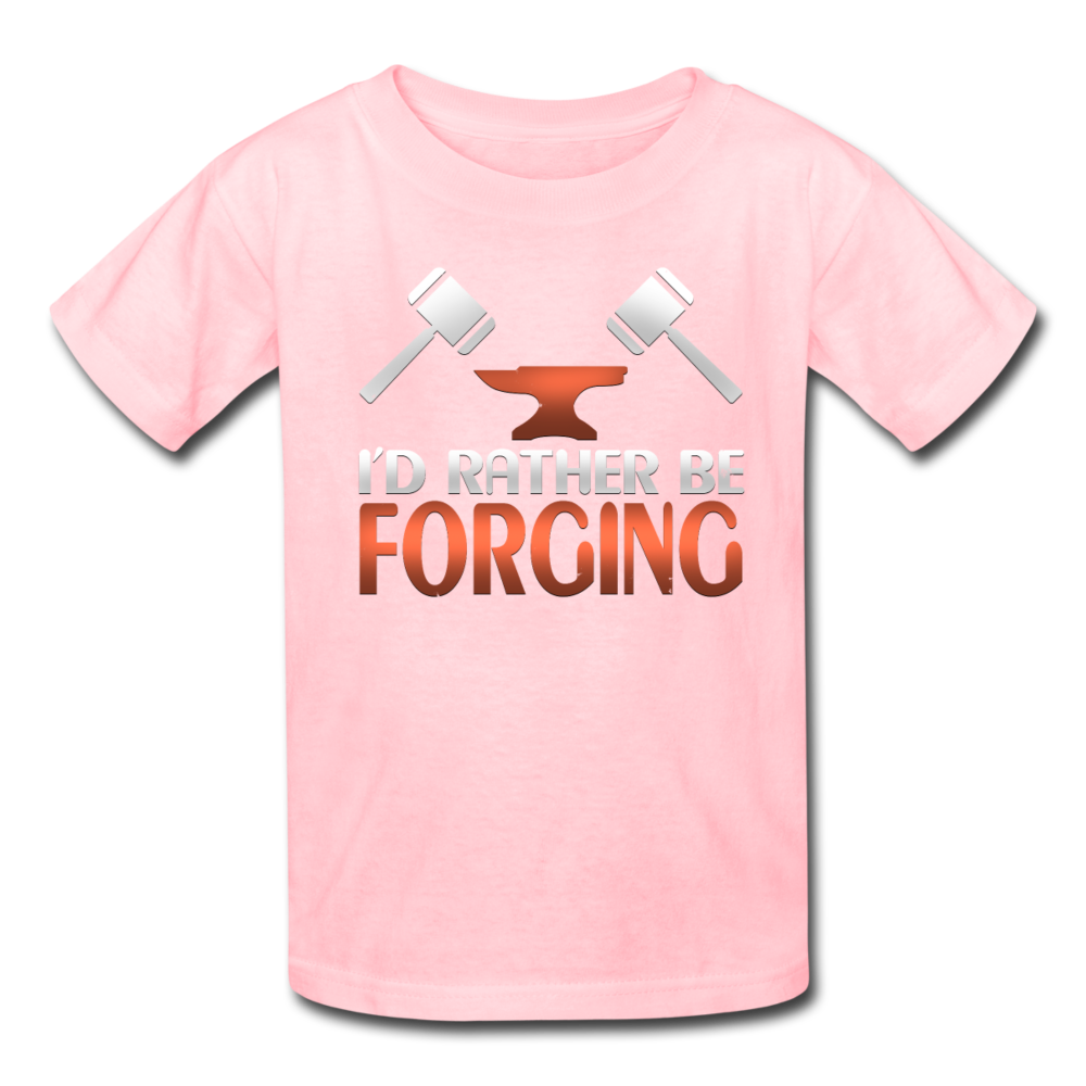 I'd Rather Be Forging Blacksmith Forge Hammer Kids' T-Shirt - pink