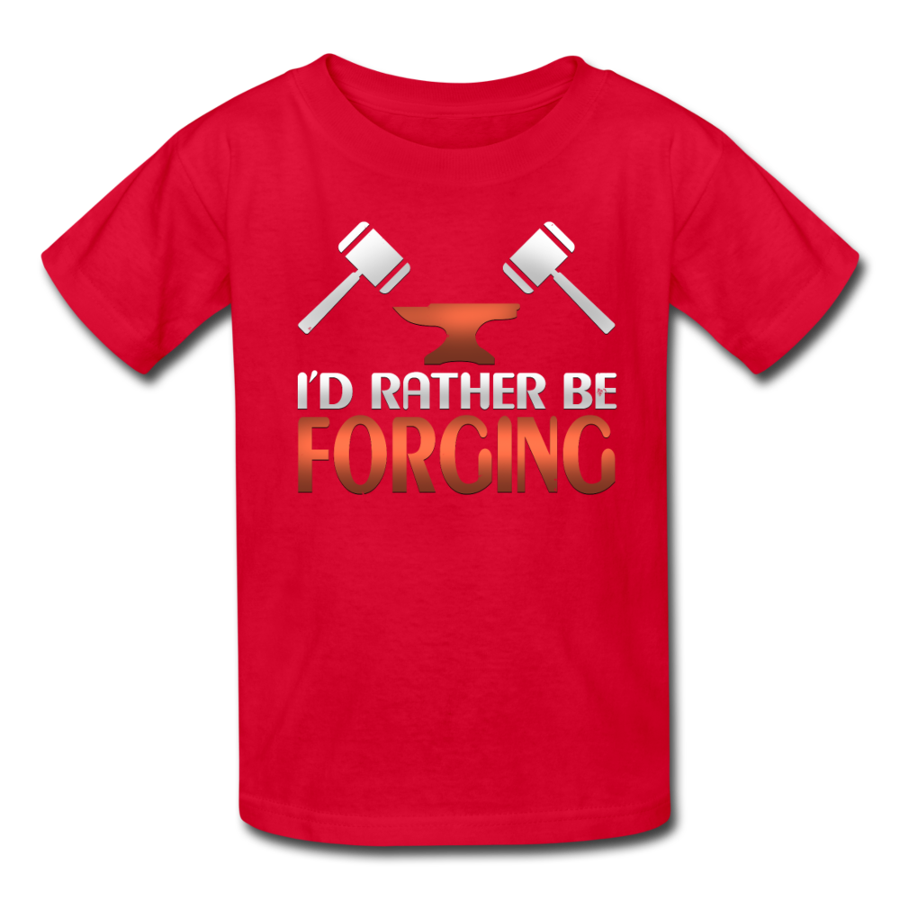 I'd Rather Be Forging Blacksmith Forge Hammer Kids' T-Shirt - red