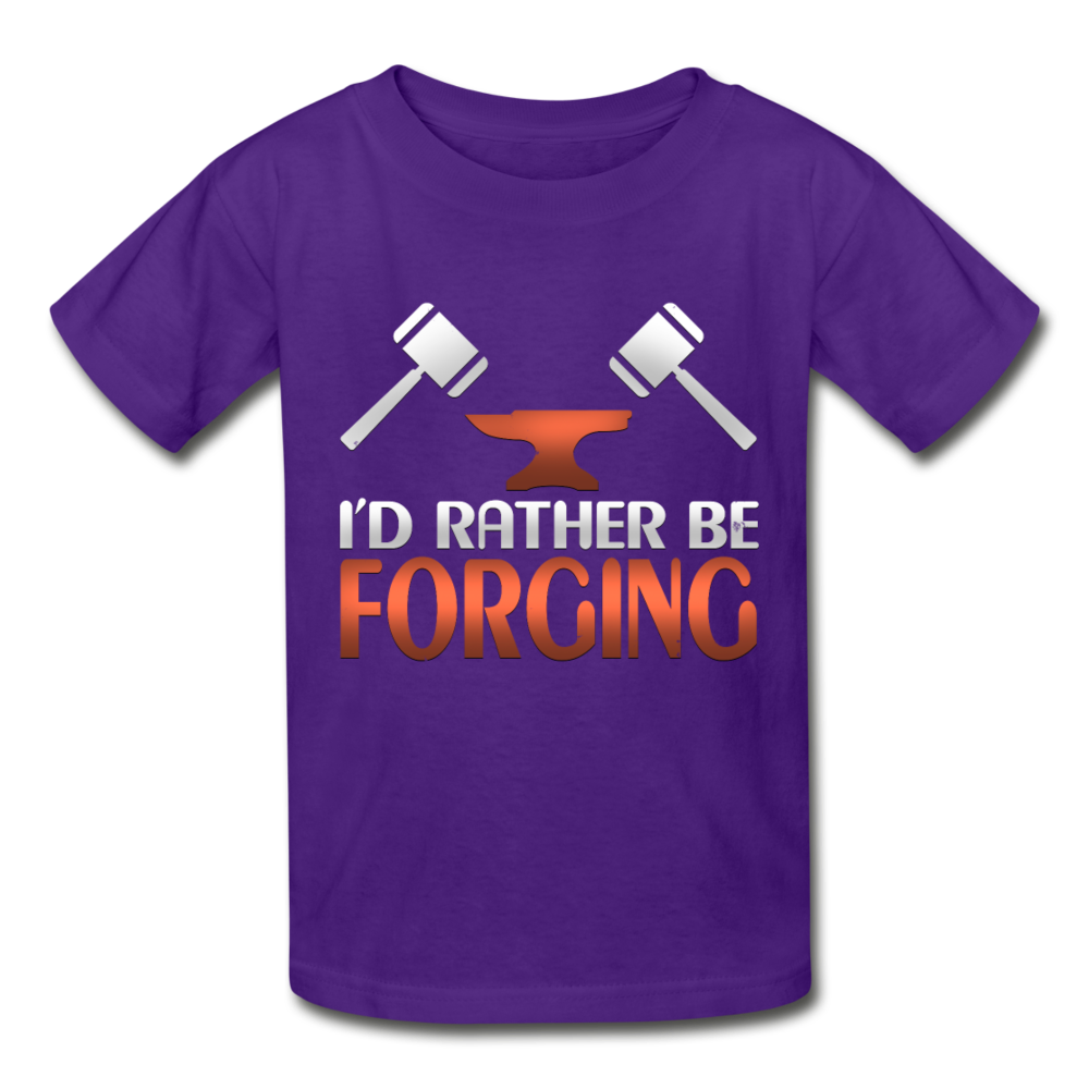 I'd Rather Be Forging Blacksmith Forge Hammer Gildan Ultra Cotton Youth T-Shirt - purple