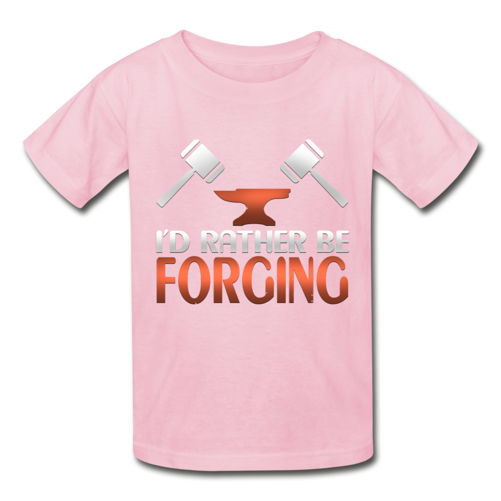 I'd Rather Be Forging Blacksmith Forge Hammer Gildan Ultra Cotton Youth T-Shirt - light pink