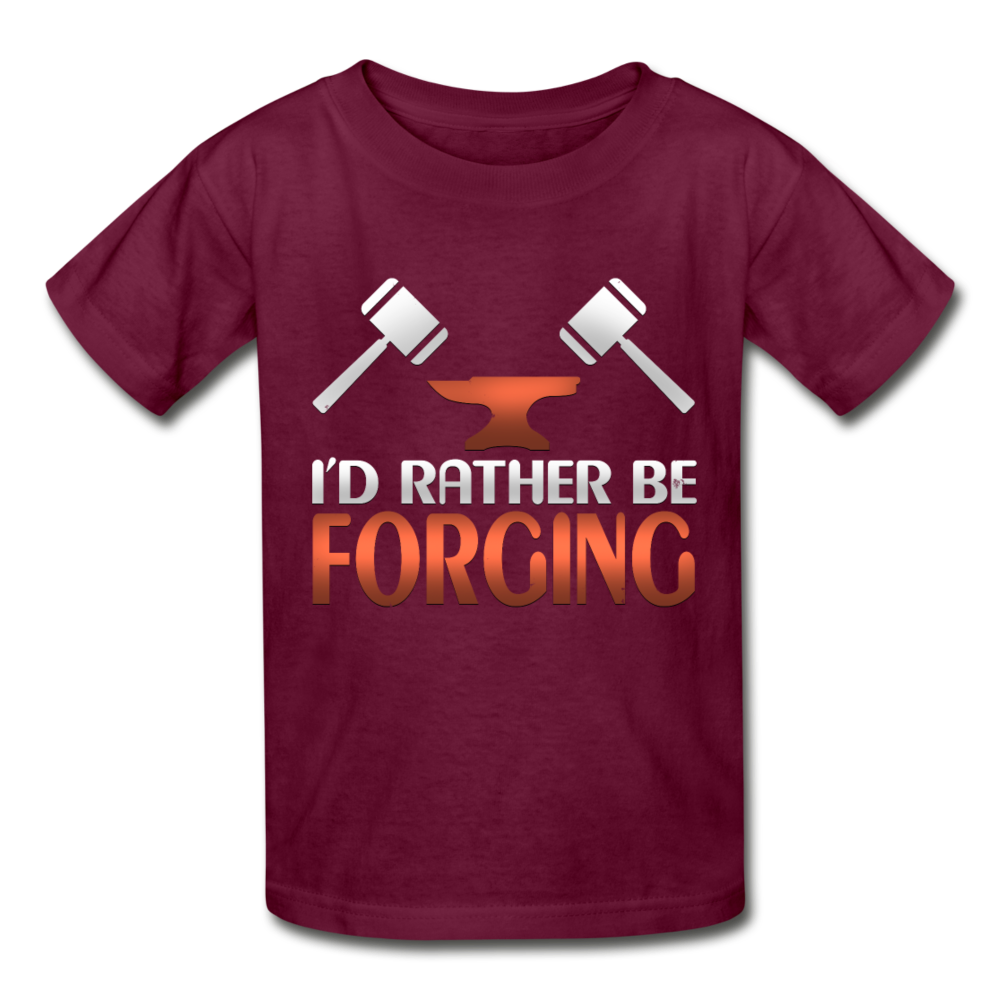 I'd Rather Be Forging Blacksmith Forge Hammer Gildan Ultra Cotton Youth T-Shirt - burgundy