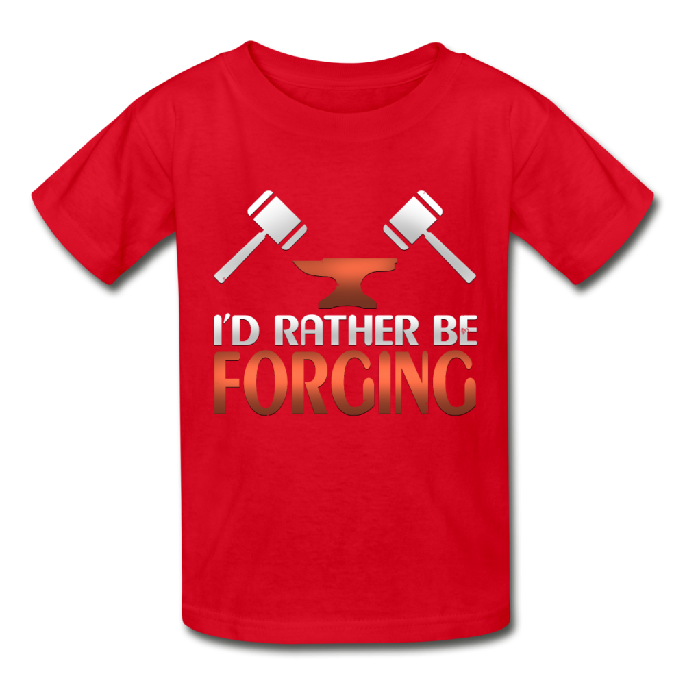 I'd Rather Be Forging Blacksmith Forge Hammer Gildan Ultra Cotton Youth T-Shirt - red