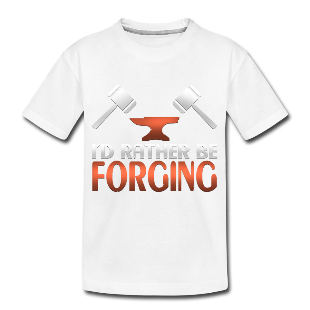I'd Rather Be Forging Blacksmith Forge Hammer Kid’s Premium Organic T-Shirt - white