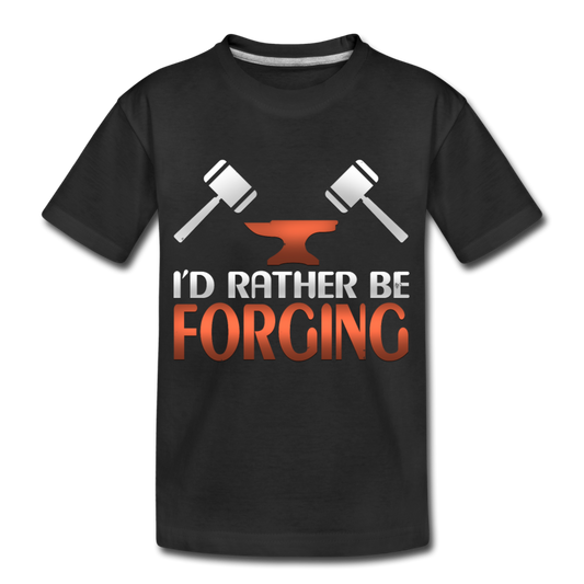 I'd Rather Be Forging Blacksmith Forge Hammer Kid’s Premium Organic T-Shirt - black