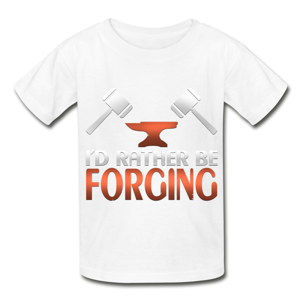 I'd Rather Be Forging Blacksmith Forge Hammer Hanes Youth Tagless T-Shirt - white