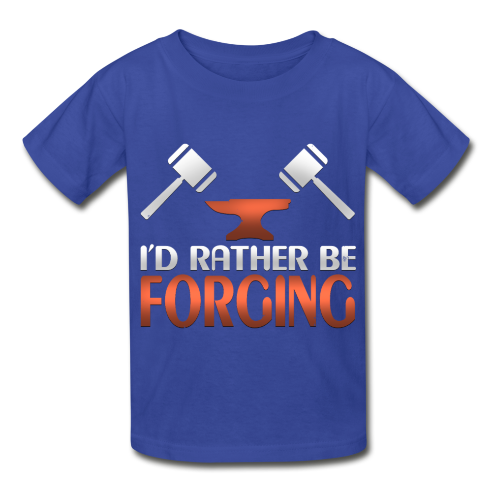I'd Rather Be Forging Blacksmith Forge Hammer Hanes Youth Tagless T-Shirt - royal blue