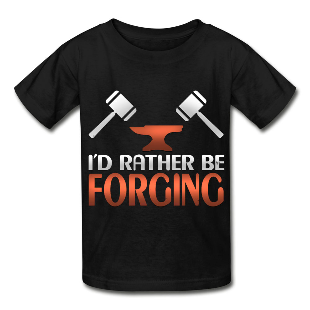 I'd Rather Be Forging Blacksmith Forge Hammer Hanes Youth Tagless T-Shirt - black
