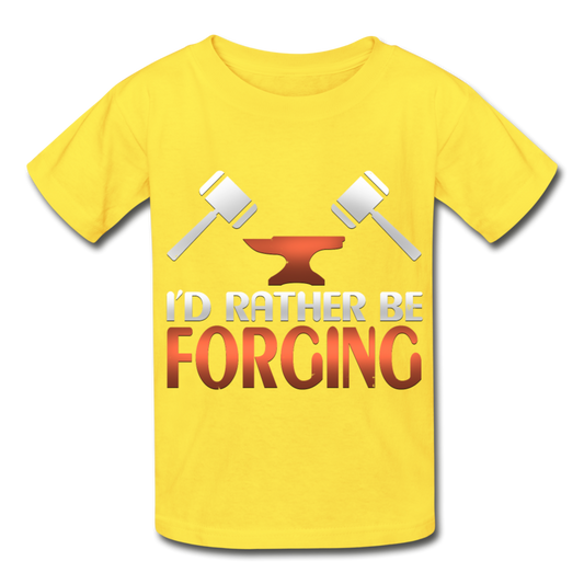 I'd Rather Be Forging Blacksmith Forge Hammer Hanes Youth Tagless T-Shirt - yellow
