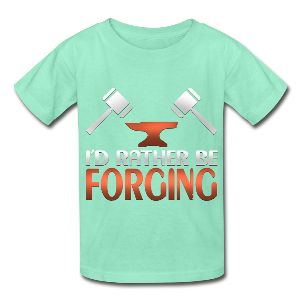 I'd Rather Be Forging Blacksmith Forge Hammer Hanes Youth Tagless T-Shirt - deep mint