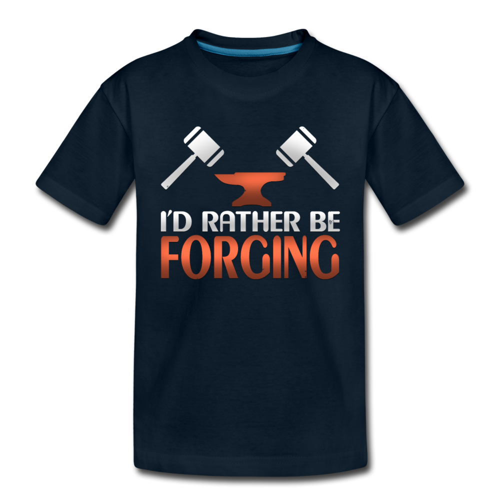 I'd Rather Be Forging Blacksmith Forge Hammer Toddler Premium Organic T-Shirt - deep navy