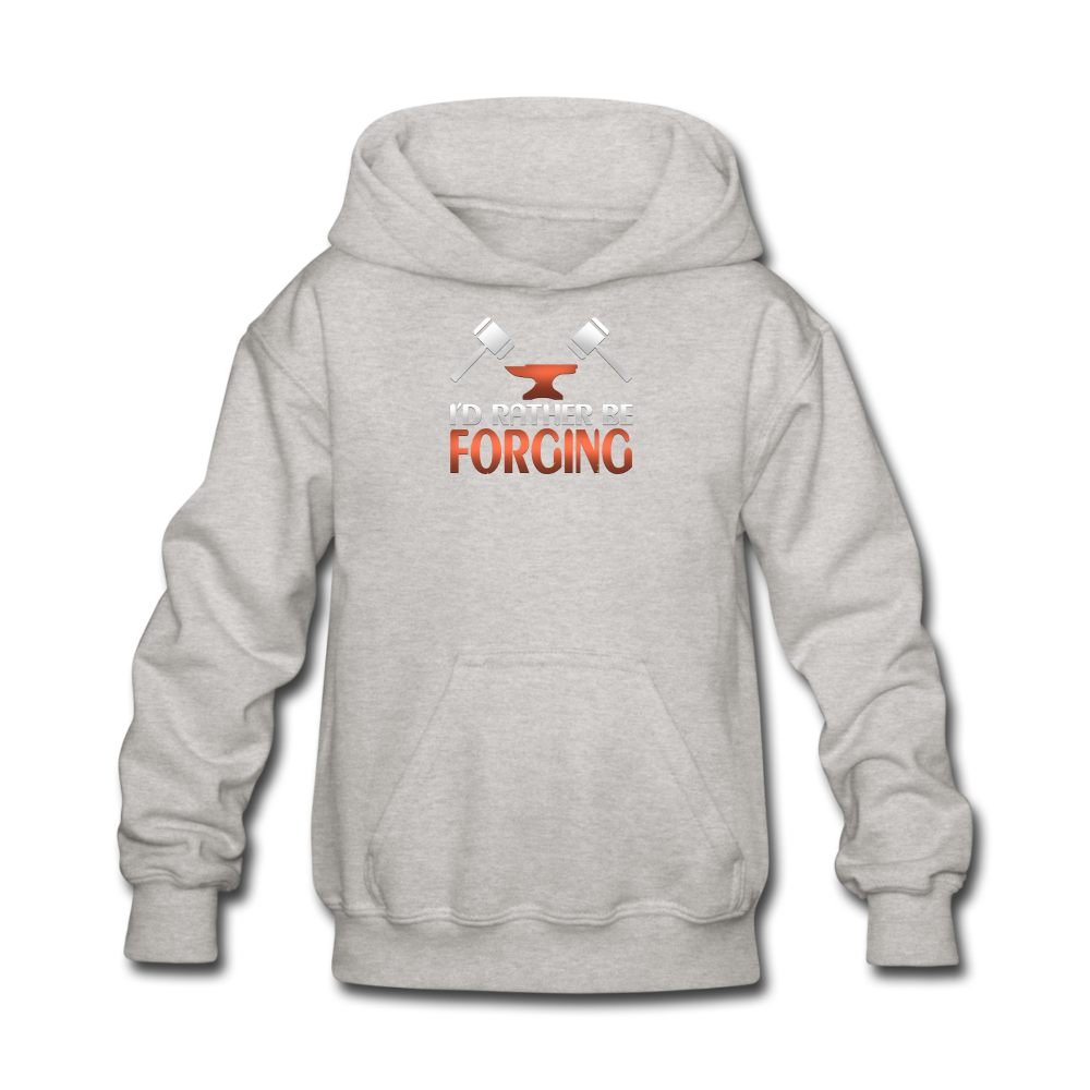 I'd Rather Be Forging Blacksmith Forge Hammer Kids' Hoodie - heather gray